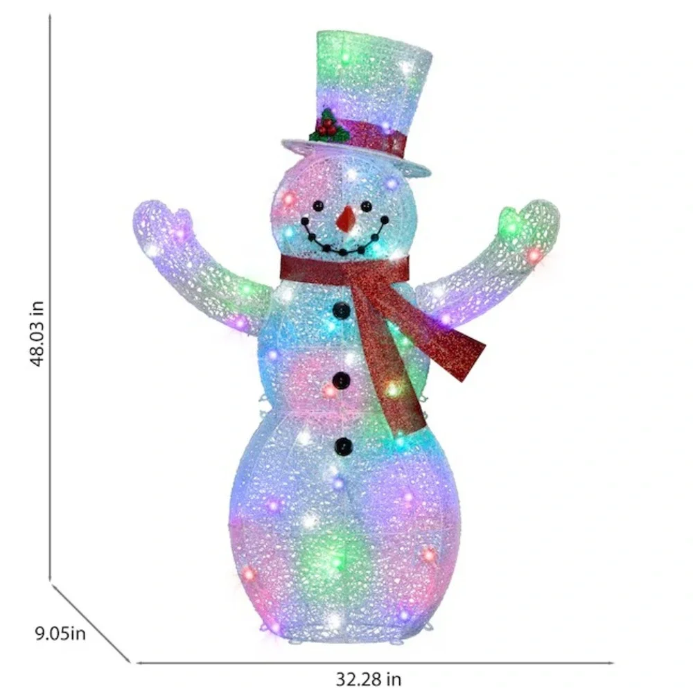 Gemmy Orchestra of‎ Lights 48-Inch LED Crystal Swirl Snowman with Scarf and Hat